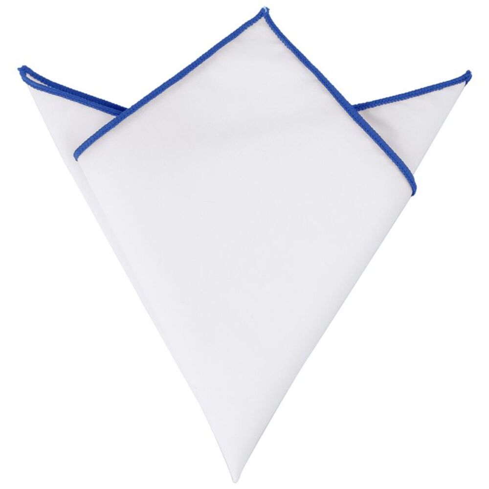 Cotton Handkerchiefs Color Contrast Trim White Pocket Squares Tuxedo Blue